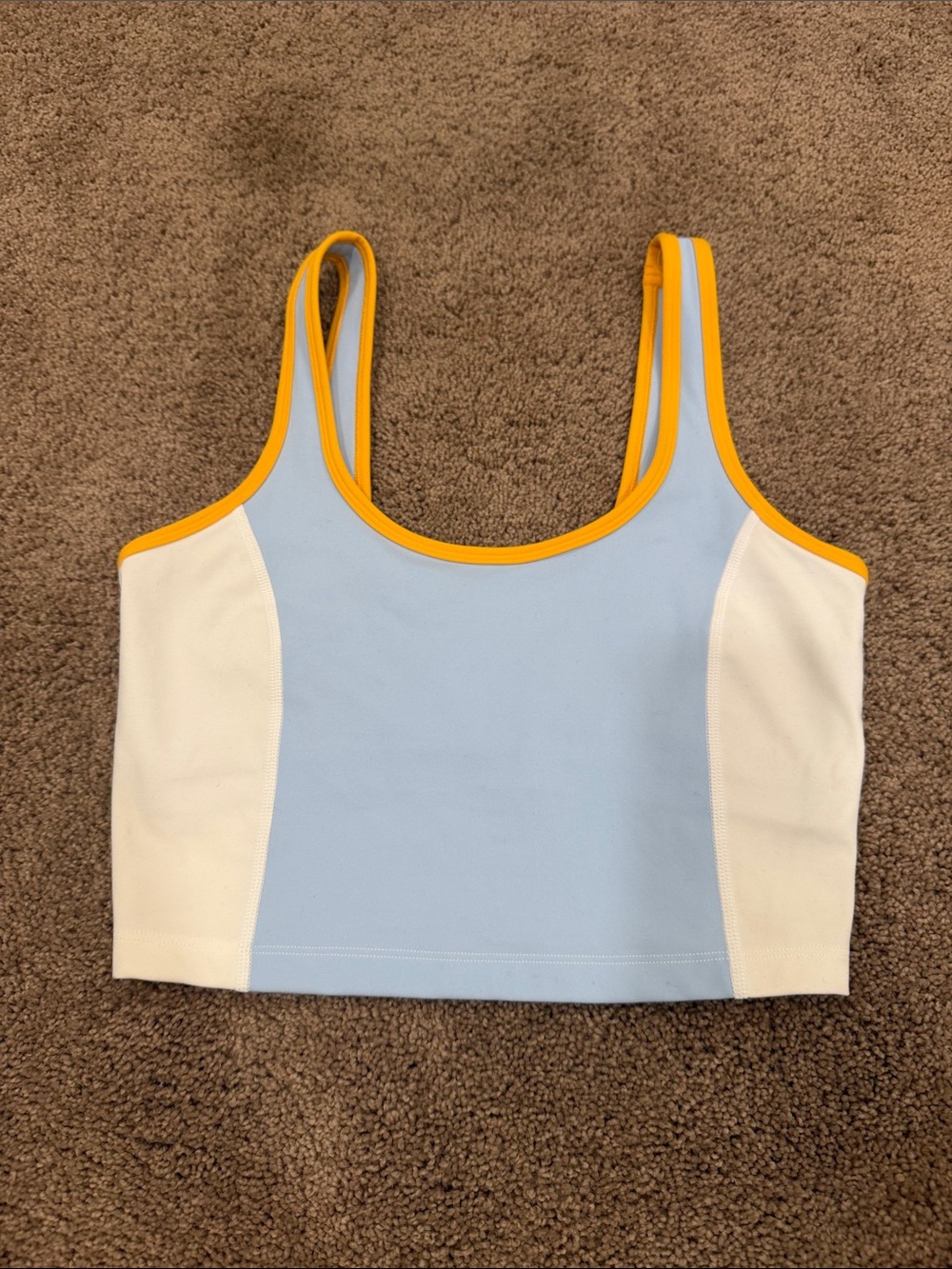 Spiritual Gangster Light Blue, White & Yellow Cropped Tank